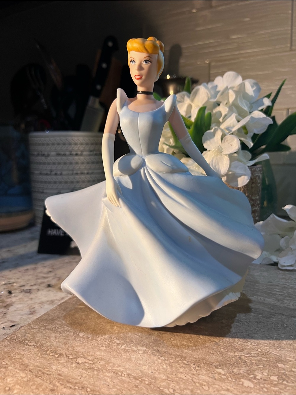Cinderella in Light Blue Evening Dress Spins and plays music